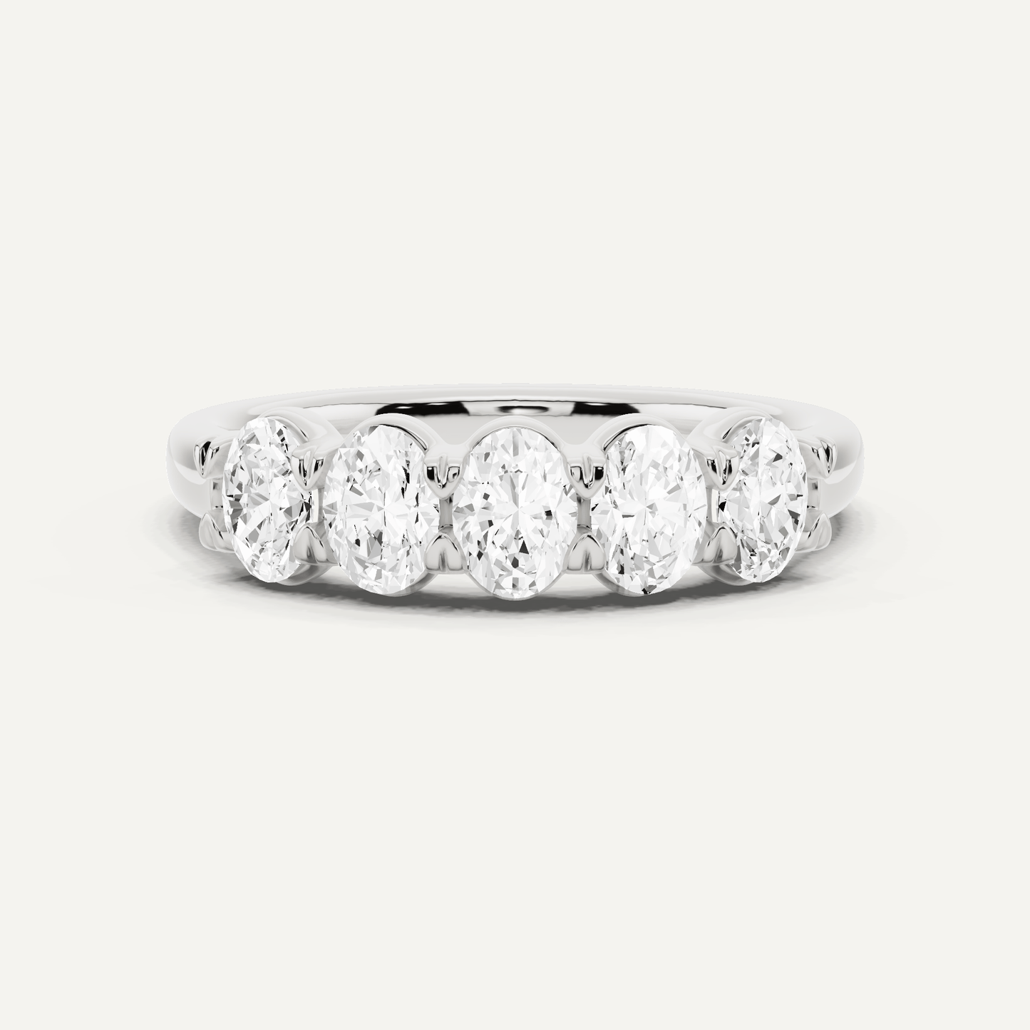1 ctw Oval Diamond Five Stone Anniversary Band - Lotus Diamond
