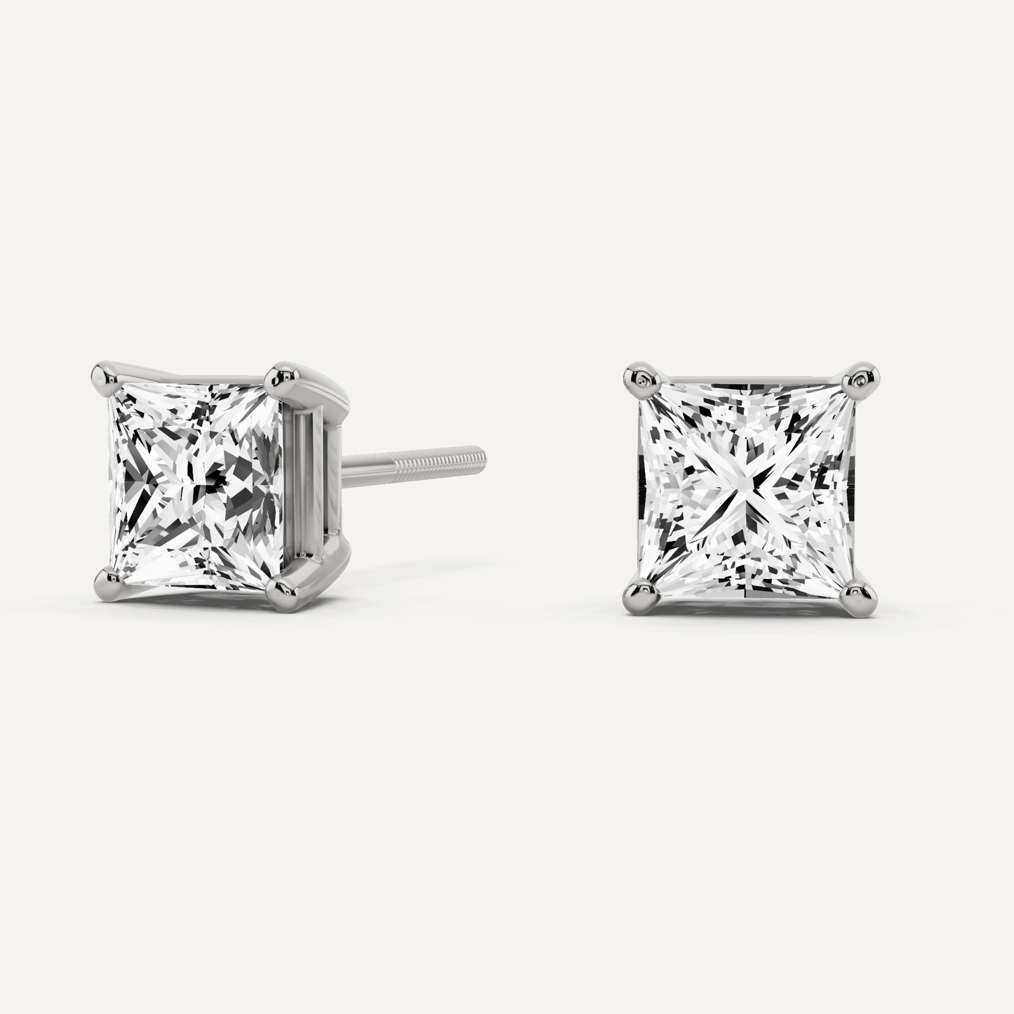 1 ctw Princess Diamond Solitaire Stud Earrings - Lotus Diamond