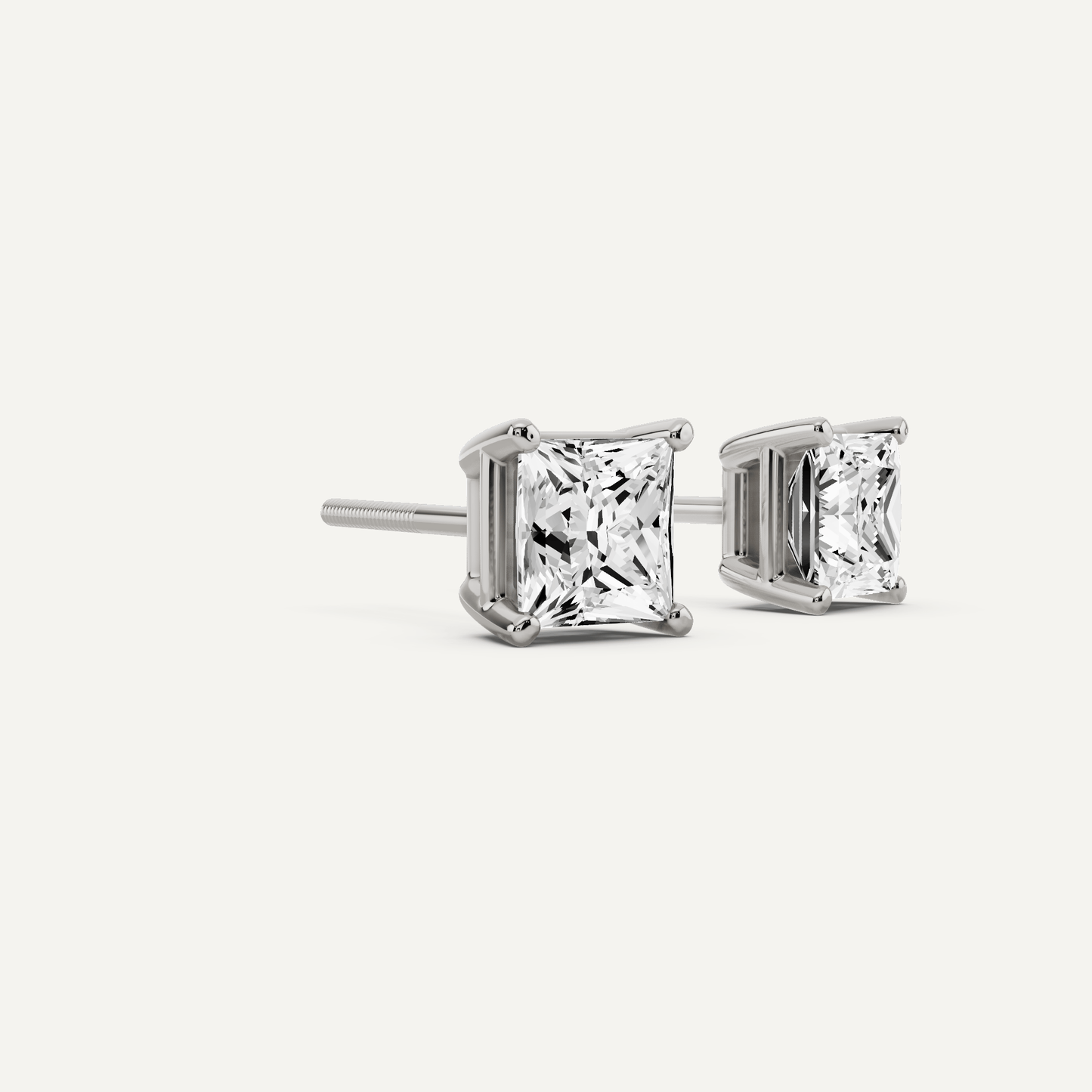 1 ctw Princess Diamond Solitaire Stud Earrings - Lotus Diamond