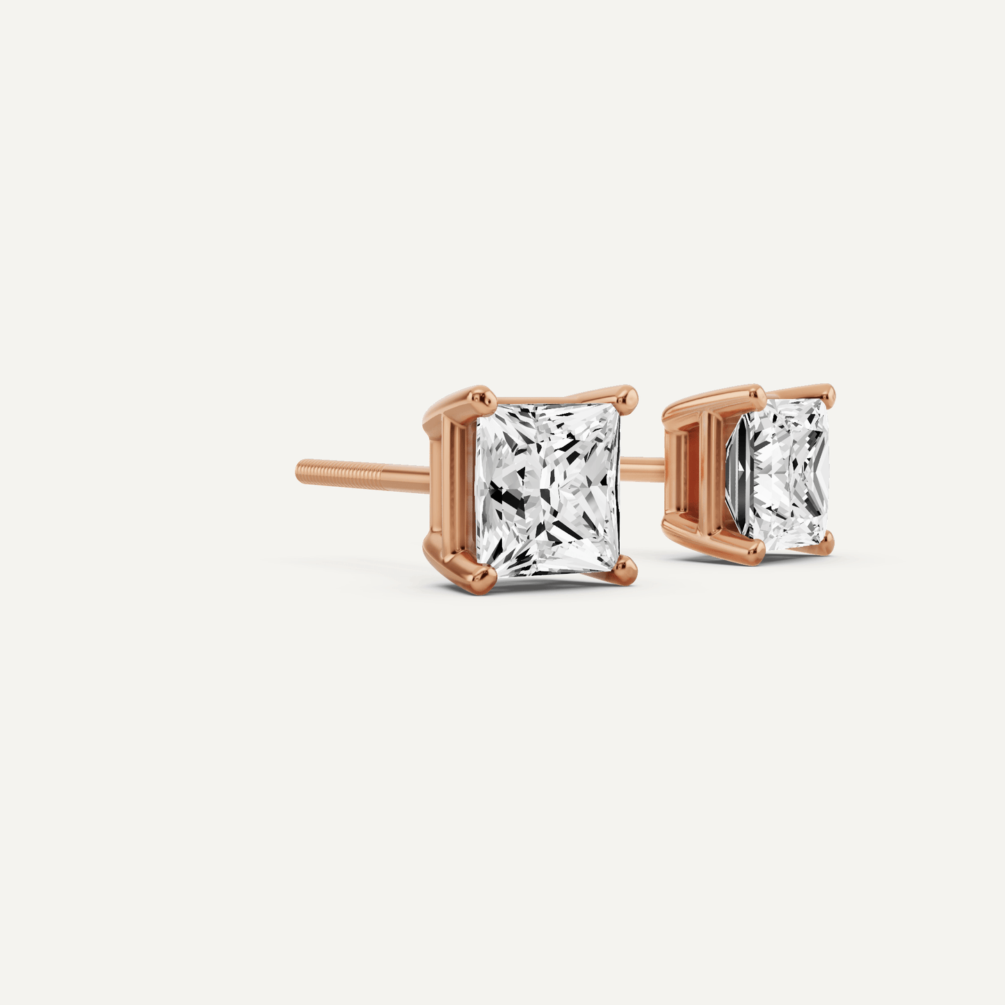 1 ctw Princess Diamond Solitaire Stud Earrings - Lotus Diamond