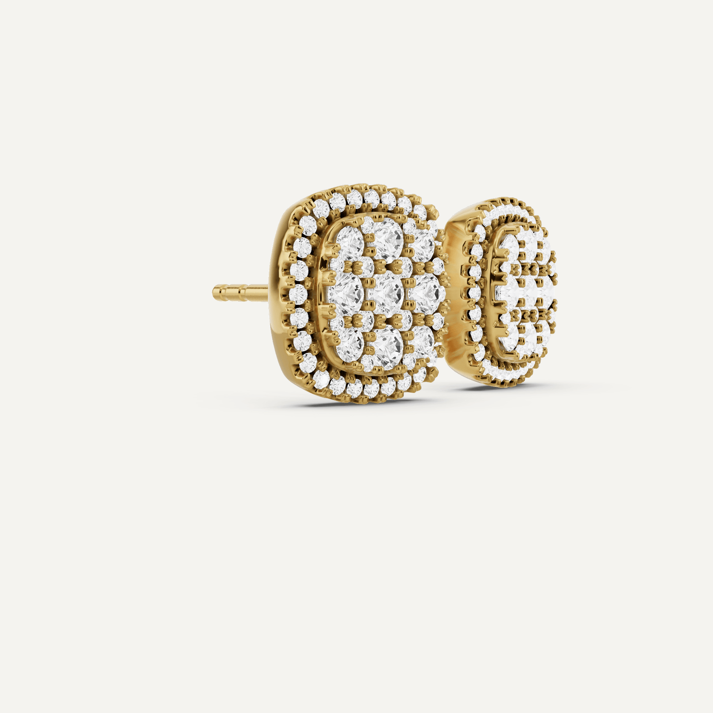 1 ctw Round Diamond Cluster Halo Studs - Lotus Diamond
