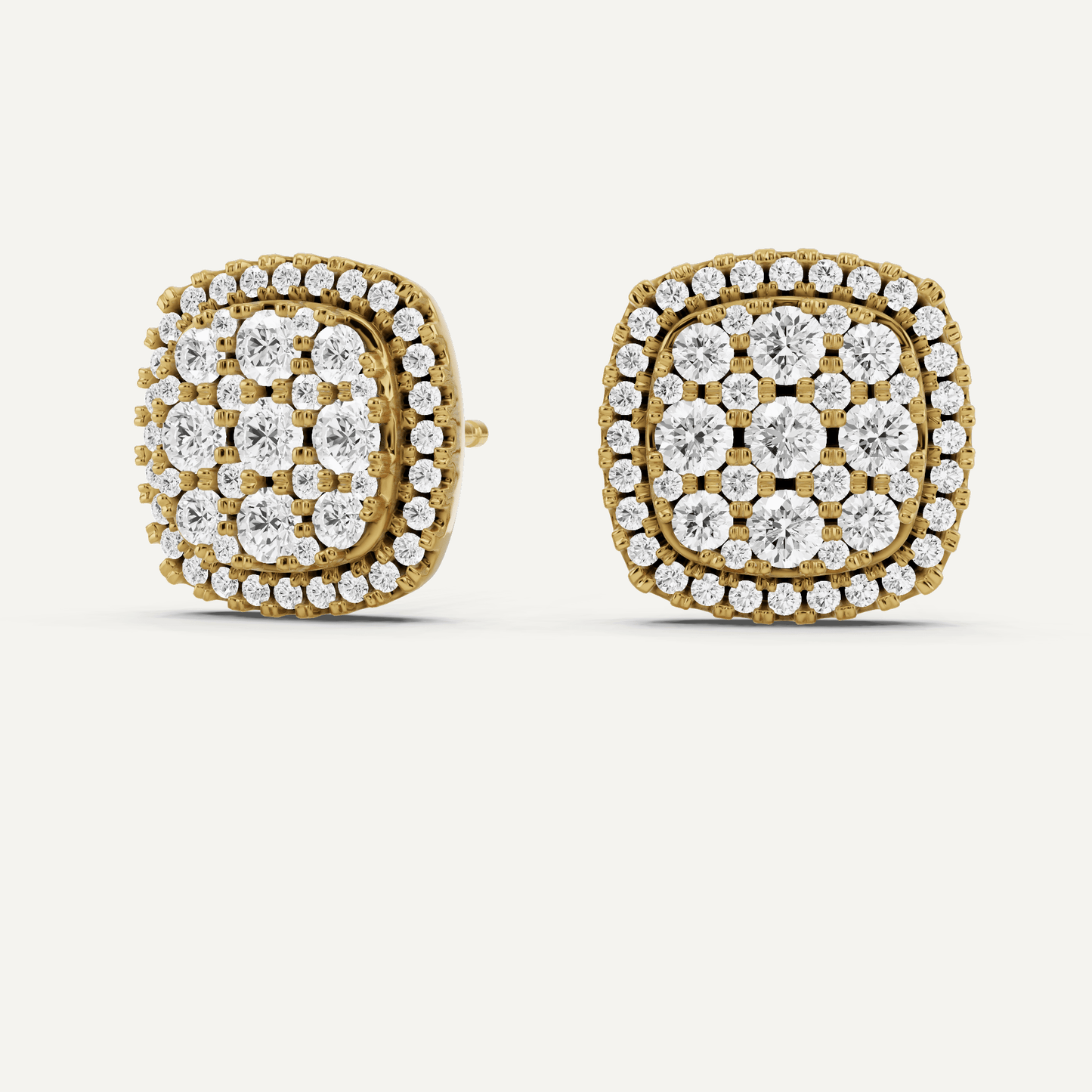1 ctw Round Diamond Cluster Halo Studs - Lotus Diamond