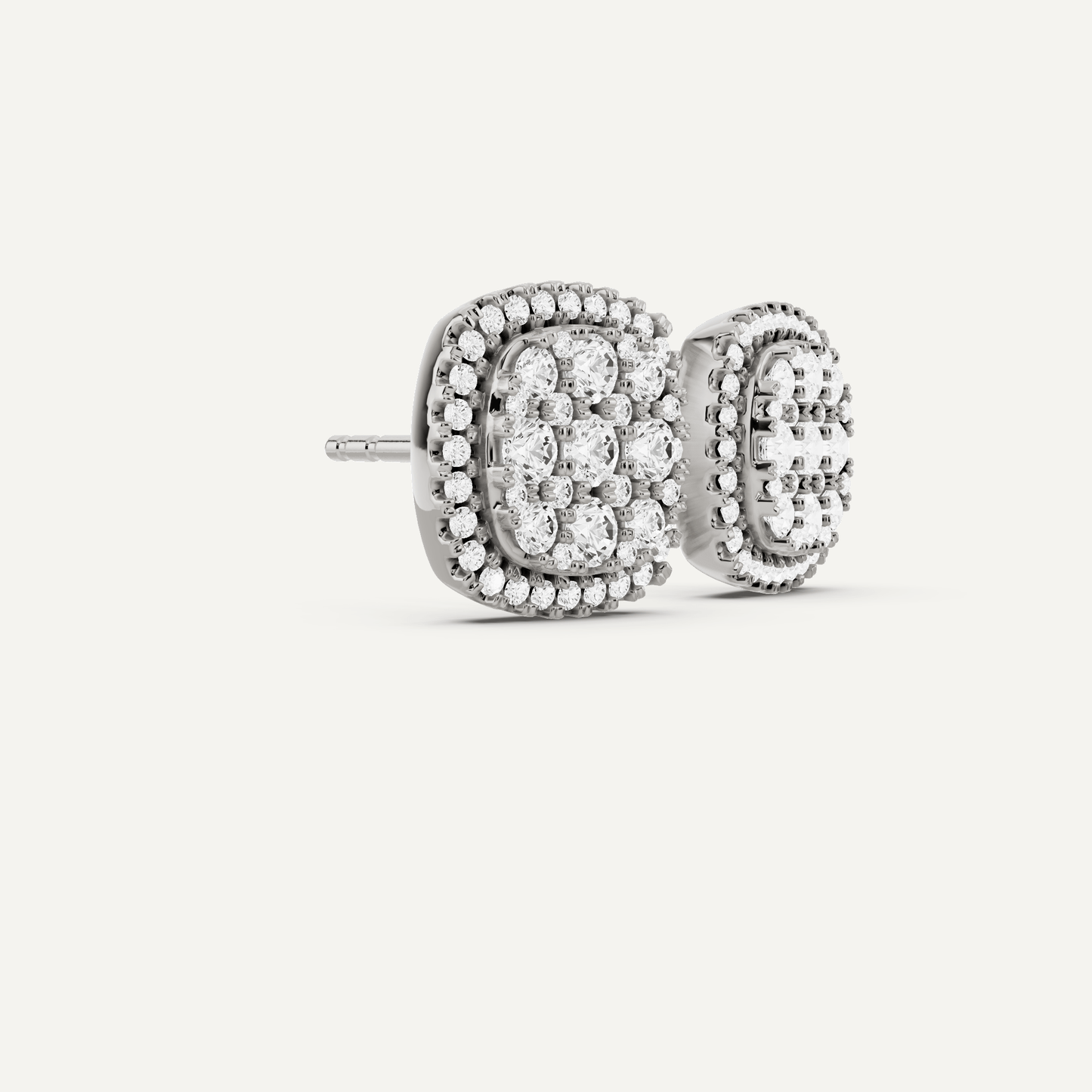 1 ctw Round Diamond Cluster Halo Studs - Lotus Diamond