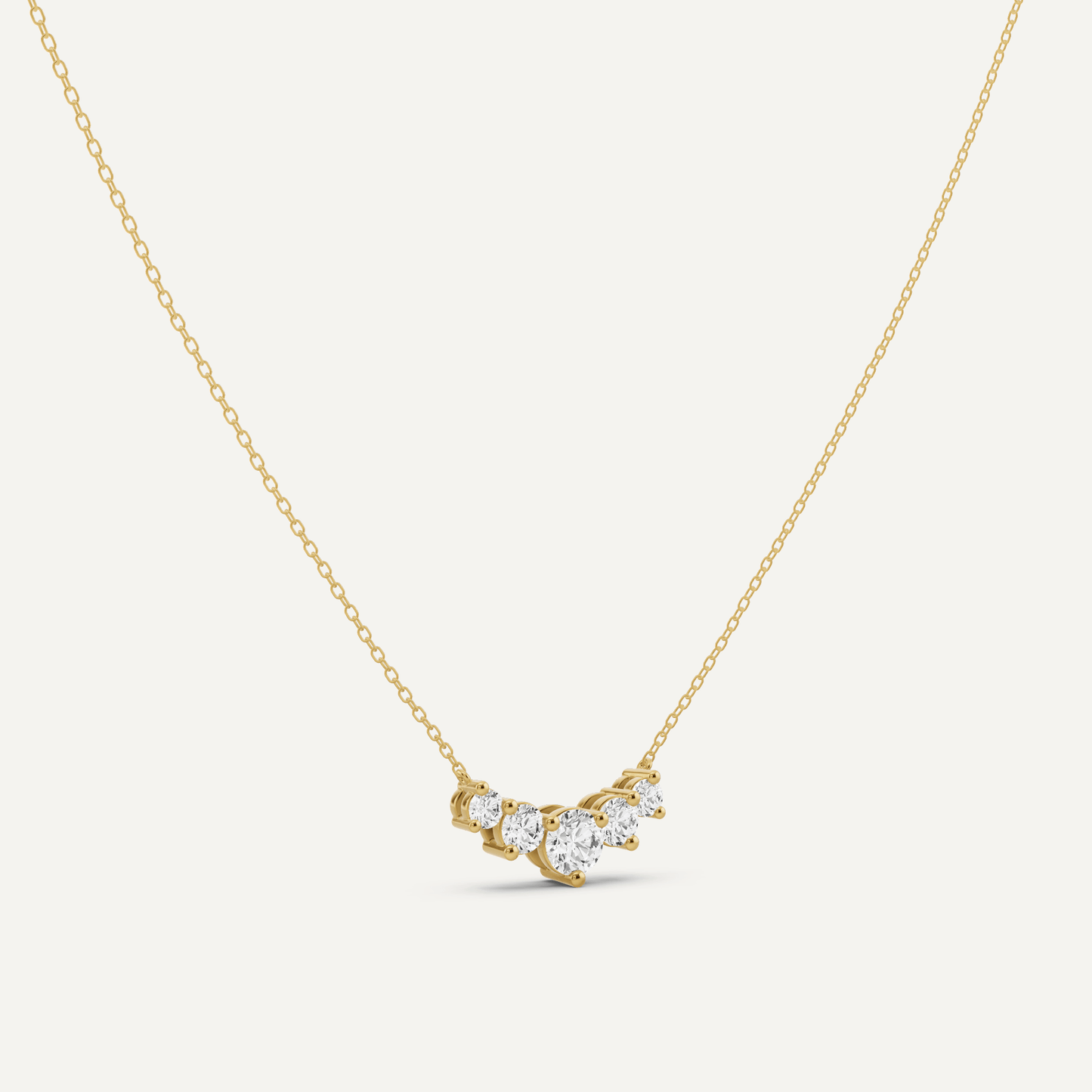 1 ctw Round Diamond Five Stone Fashion Necklace - Lotus Diamond