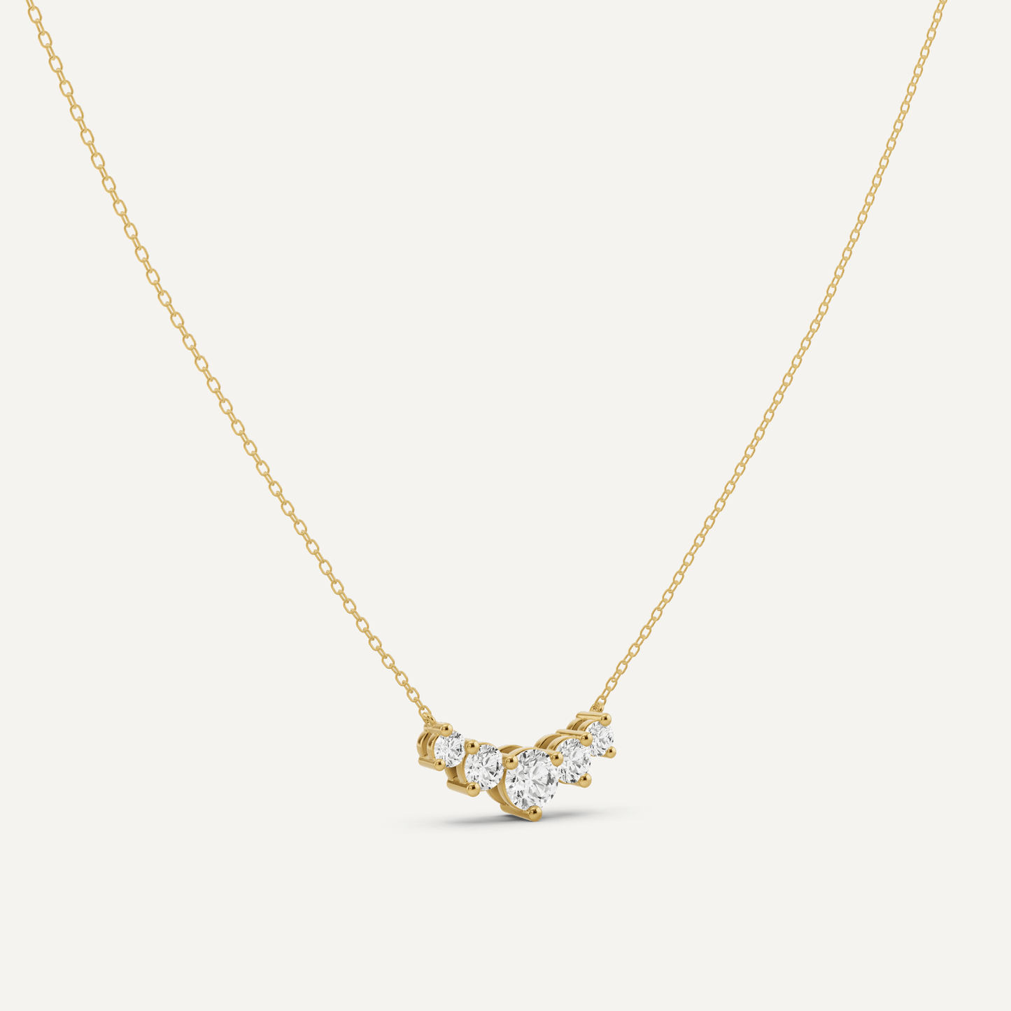 1 ctw Round Diamond Five Stone Fashion Necklace - Lotus Diamond