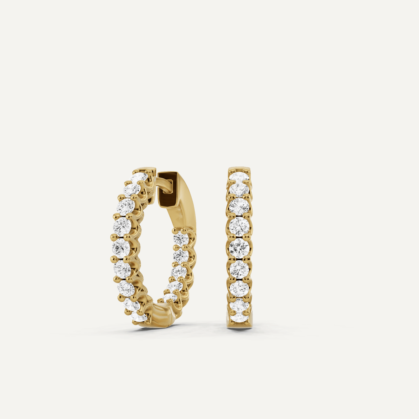 1 ctw Round Diamond Inside Out Hoop Earrings - Lotus Diamond