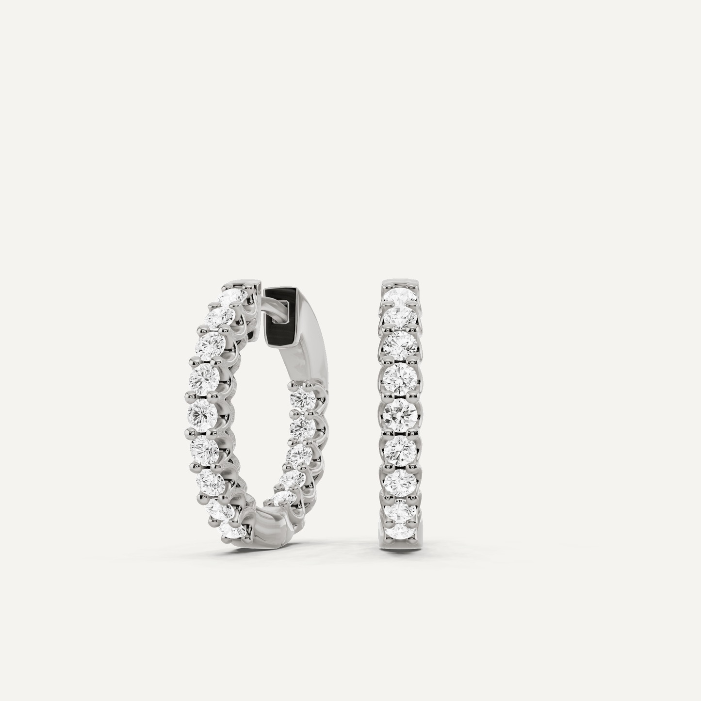 1 ctw Round Diamond Inside Out Hoop Earrings - Lotus Diamond
