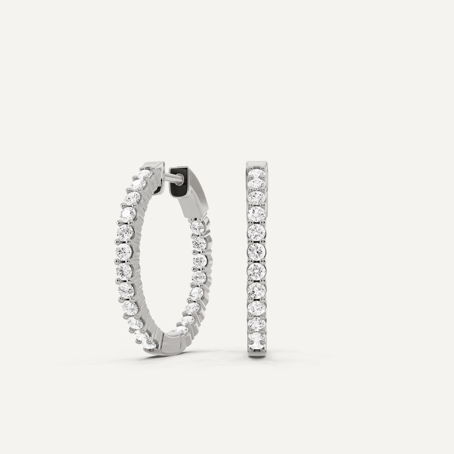 1 ctw Round Diamond Inside Out Hoop Earrings - Lotus Diamond