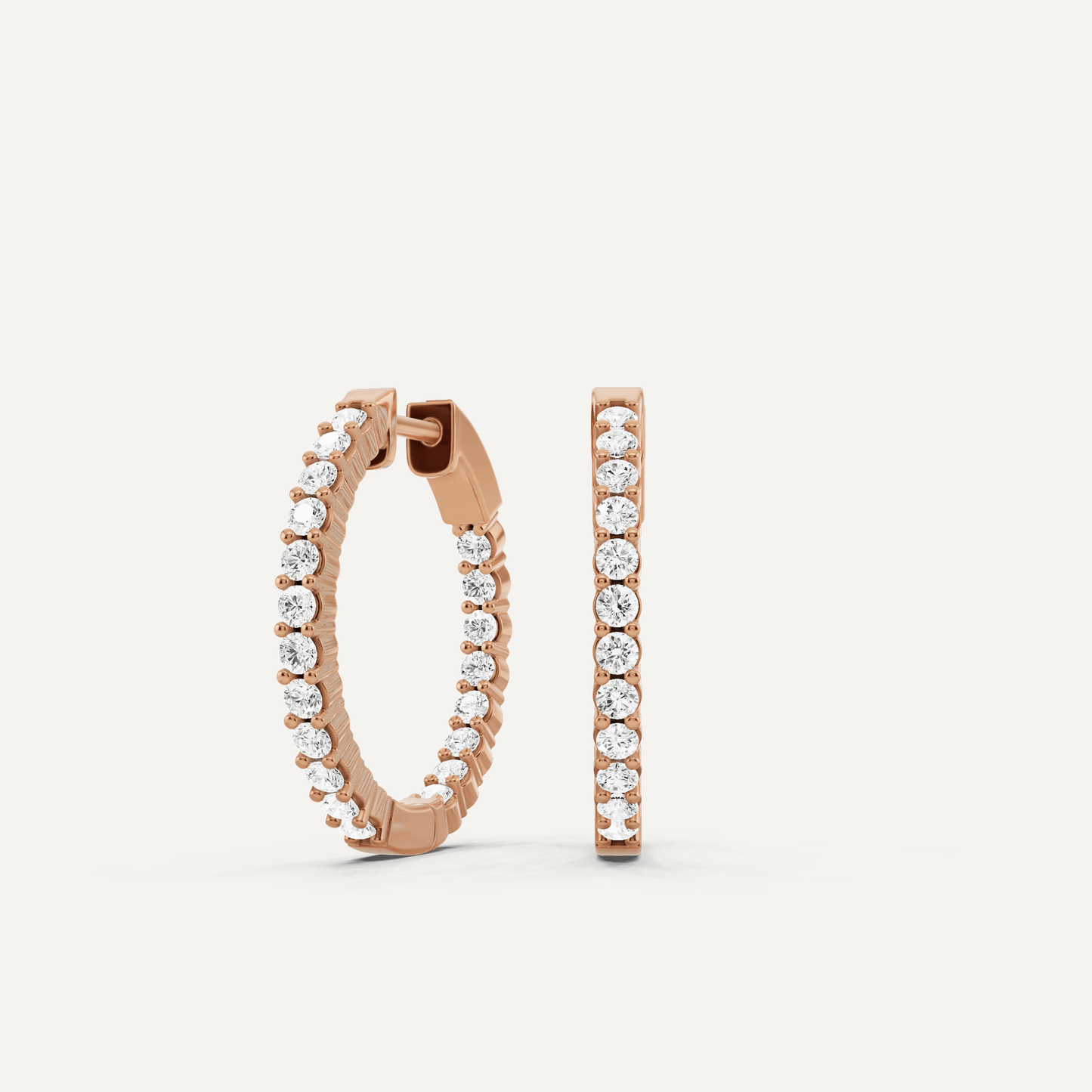 1 ctw Round Diamond Inside Out Hoop Earrings - Lotus Diamond