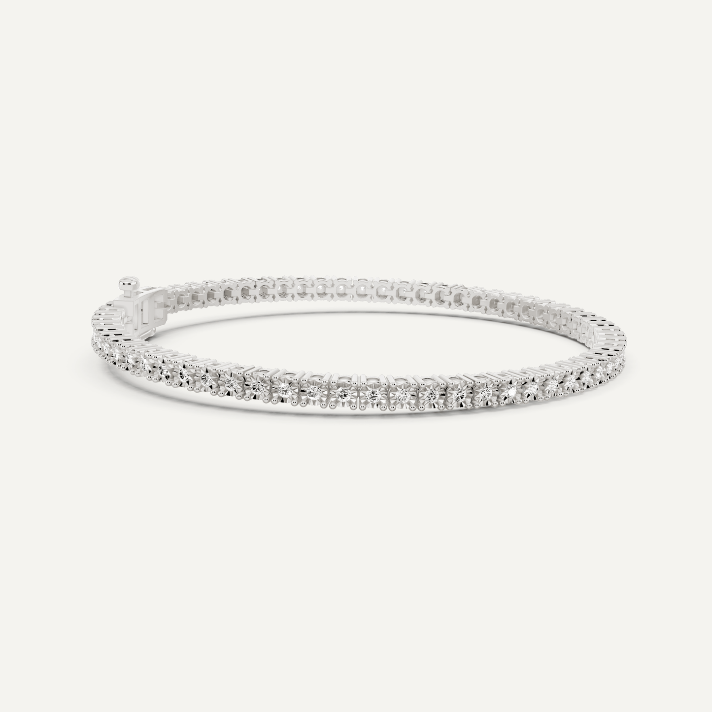 1 ctw Round Diamond Miracle Plate Four - Prong Tennis Bracelet - Lotus Diamond