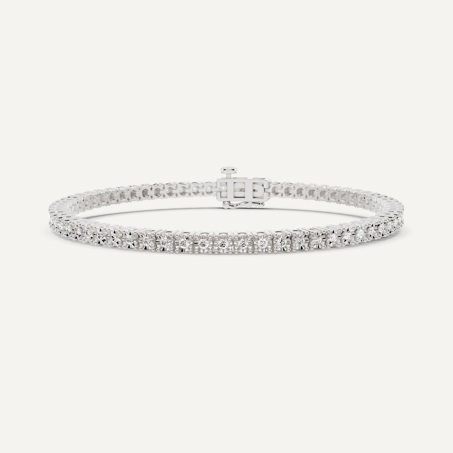 1 ctw Round Diamond Miracle Plate Four - Prong Tennis Bracelet - Lotus Diamond