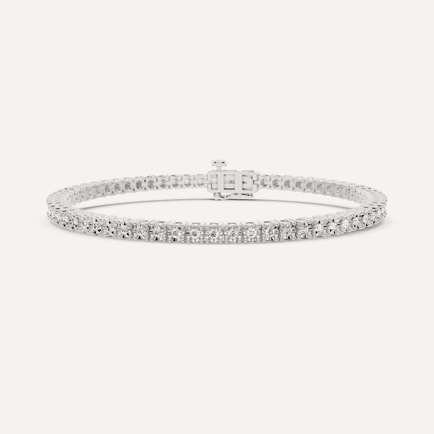 1 ctw Round Diamond Miracle Plate Four - Prong Tennis Bracelet - Lotus Diamond