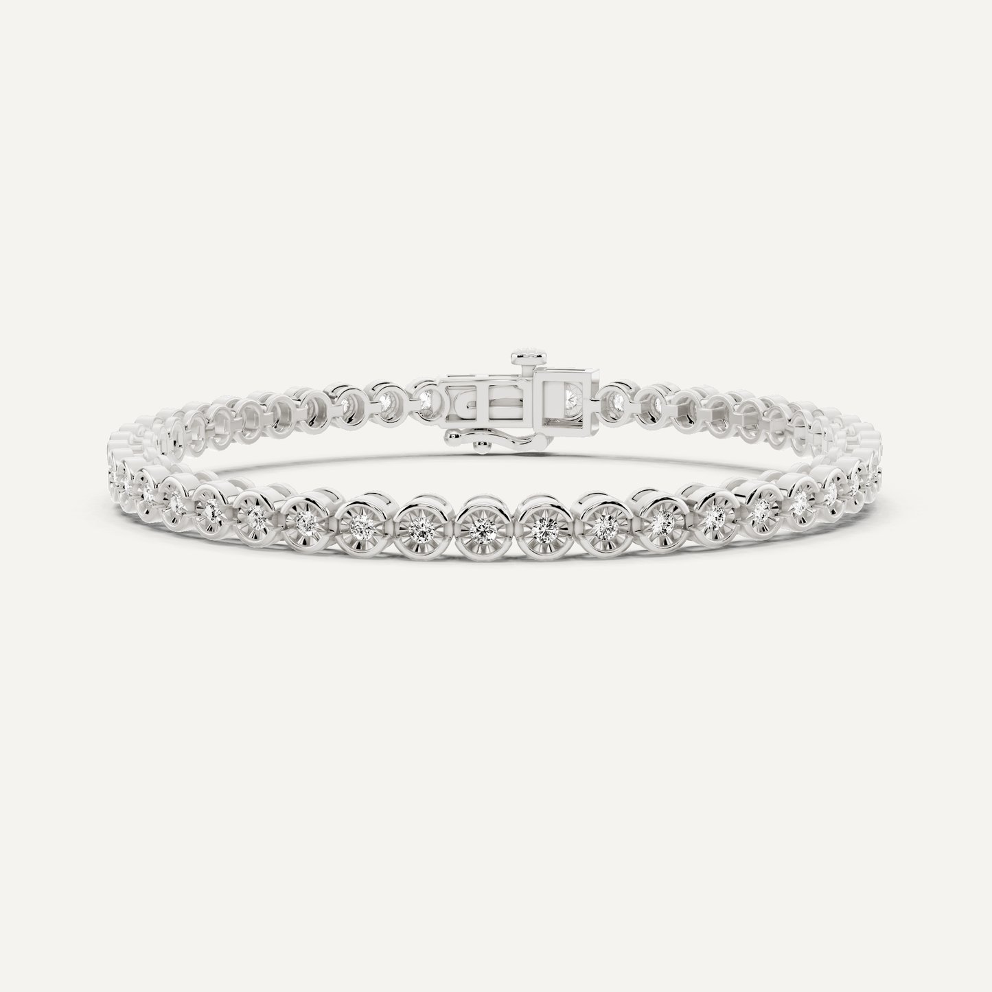 1 ctw Round Diamond Miracle Set Bezel Tennis Bracelet - Lotus Diamond