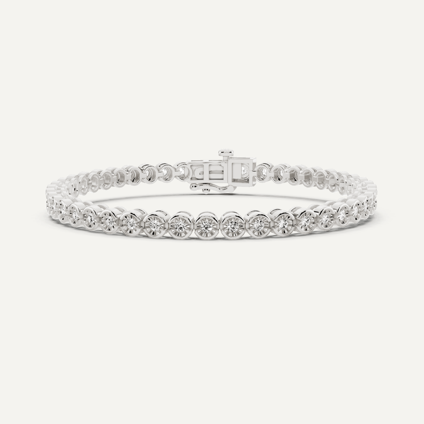 1 ctw Round Diamond Miracle Set Bezel Tennis Bracelet - Lotus Diamond