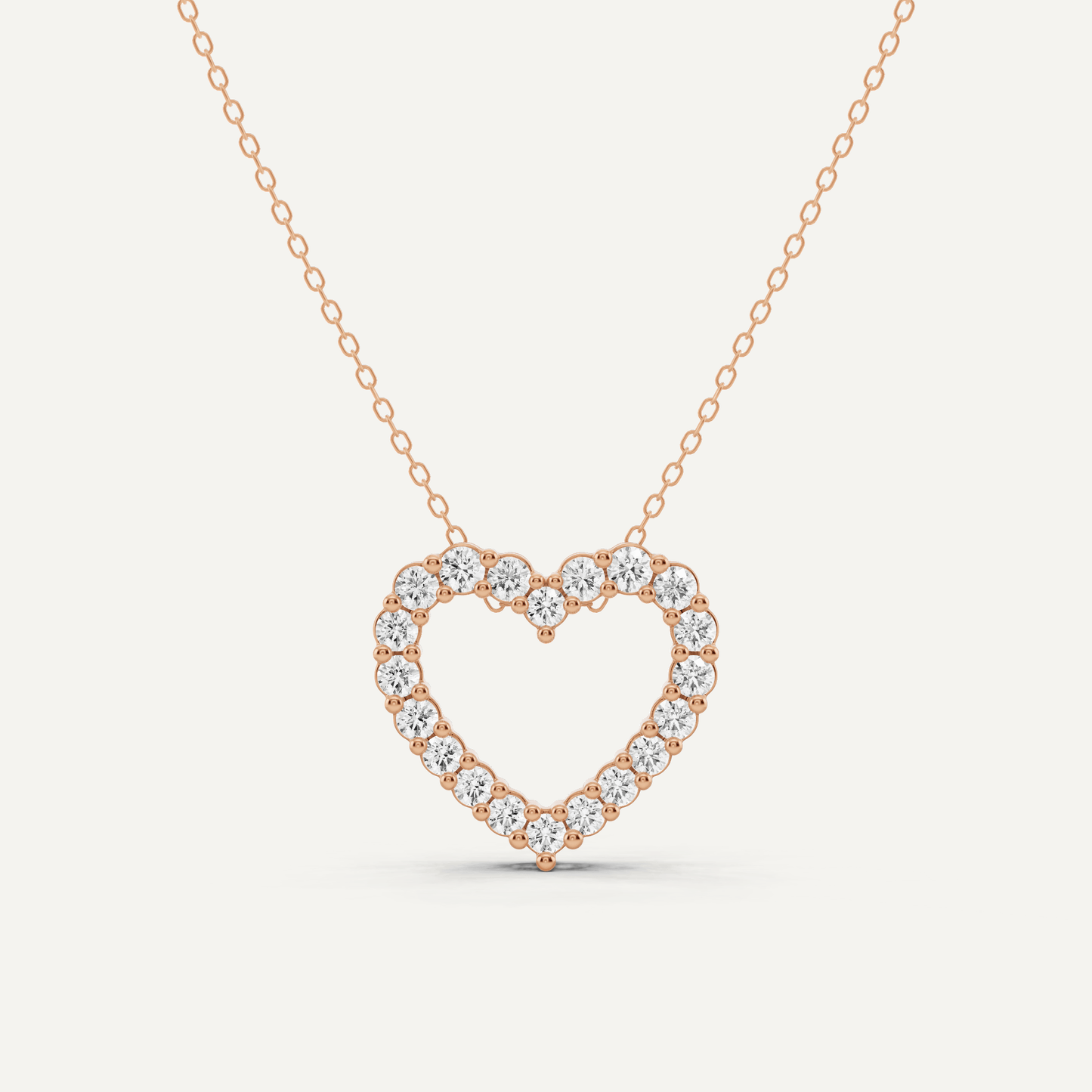 1 ctw Round Diamond Prong Set Heart Pendant - Lotus Diamond