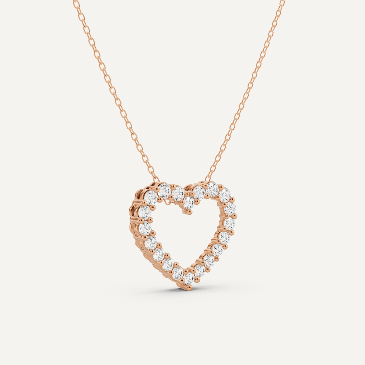 1 ctw Round Diamond Prong Set Heart Pendant - Lotus Diamond