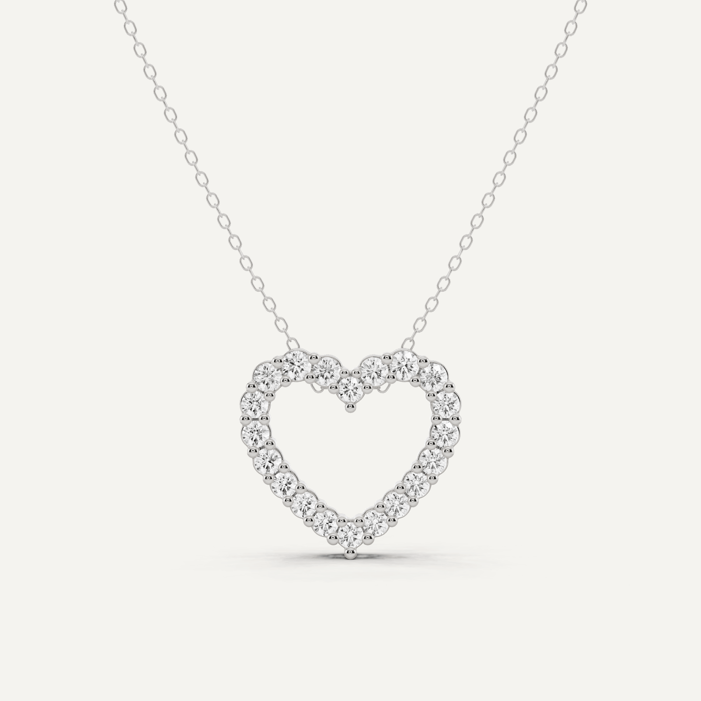 1 ctw Round Diamond Prong Set Heart Pendant - Lotus Diamond