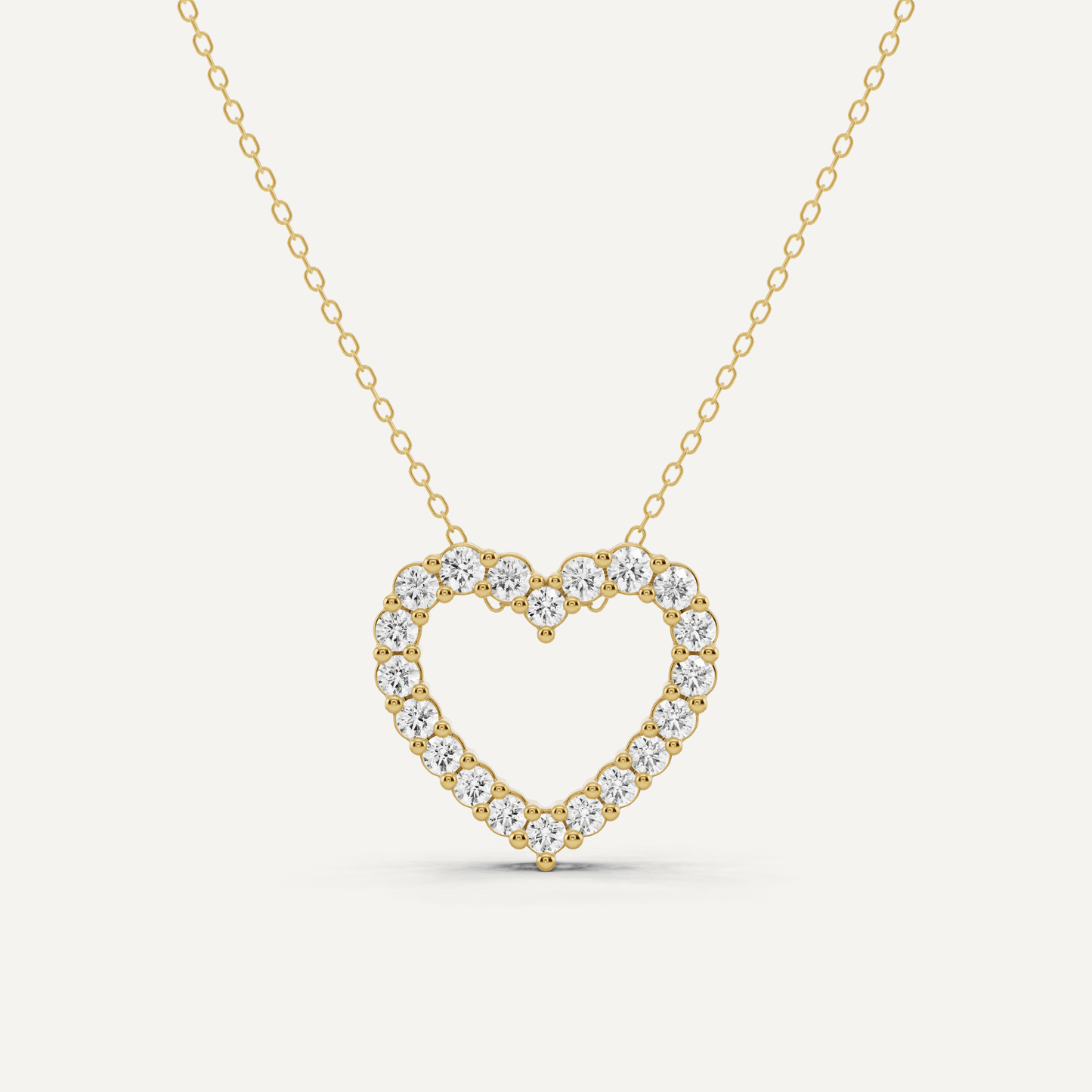 1 ctw Round Diamond Prong Set Heart Pendant - Lotus Diamond