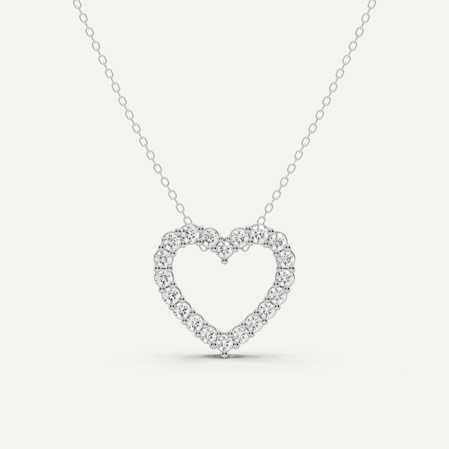 1 ctw Round Diamond Prong Set Heart Pendant - Lotus Diamond