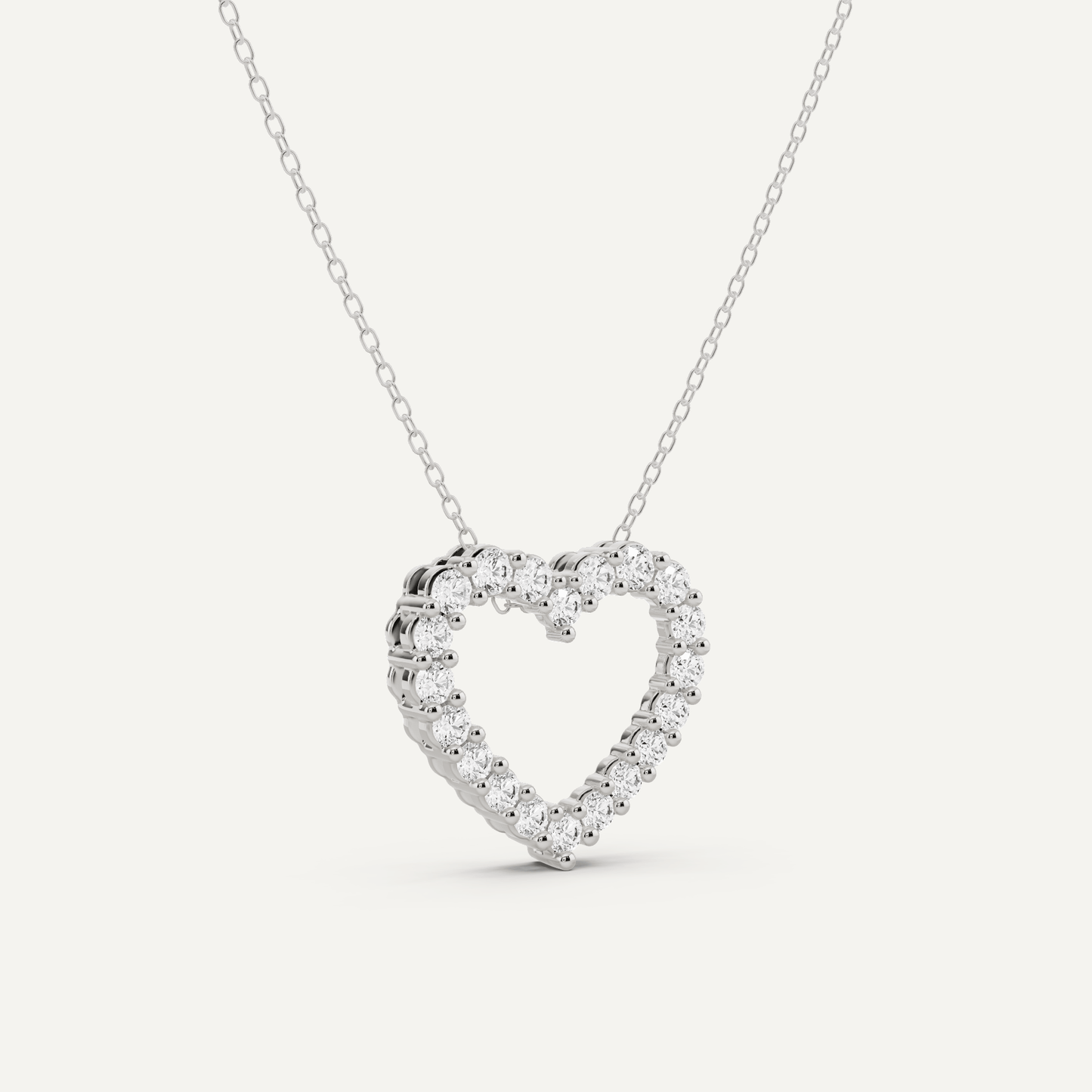 1 ctw Round Diamond Prong Set Heart Pendant - Lotus Diamond