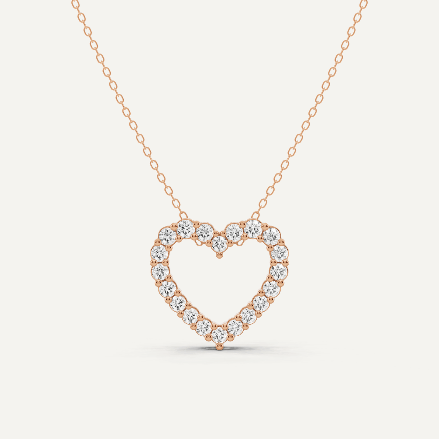 1 ctw Round Diamond Prong Set Heart Pendant - Lotus Diamond