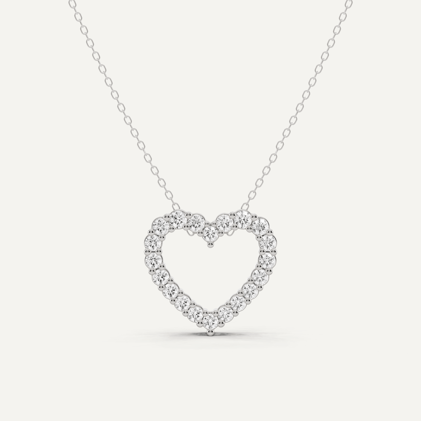 1 ctw Round Diamond Prong Set Heart Pendant - Lotus Diamond