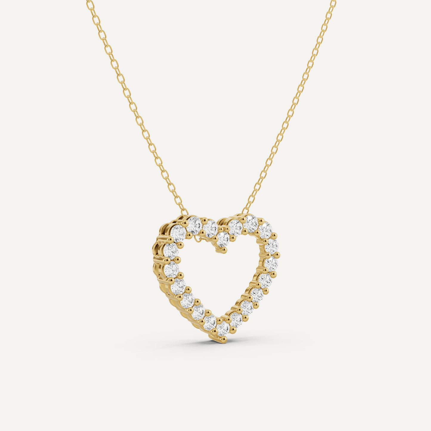 1 ctw Round Diamond Prong Set Heart Pendant - Lotus Diamond