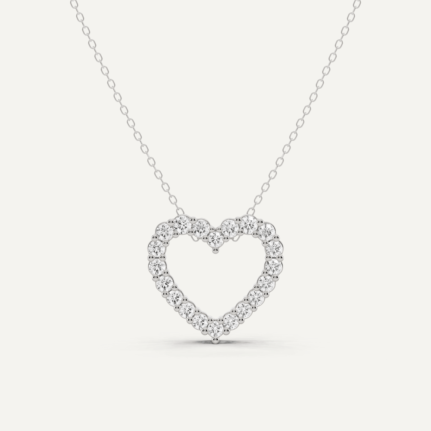 1 ctw Round Diamond Prong Set Heart Pendant - Lotus Diamond