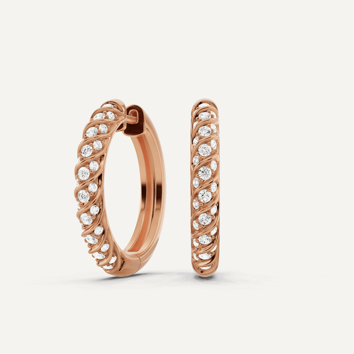1 ctw Round Diamond Ribbon Hoop Earrings - Lotus Diamond