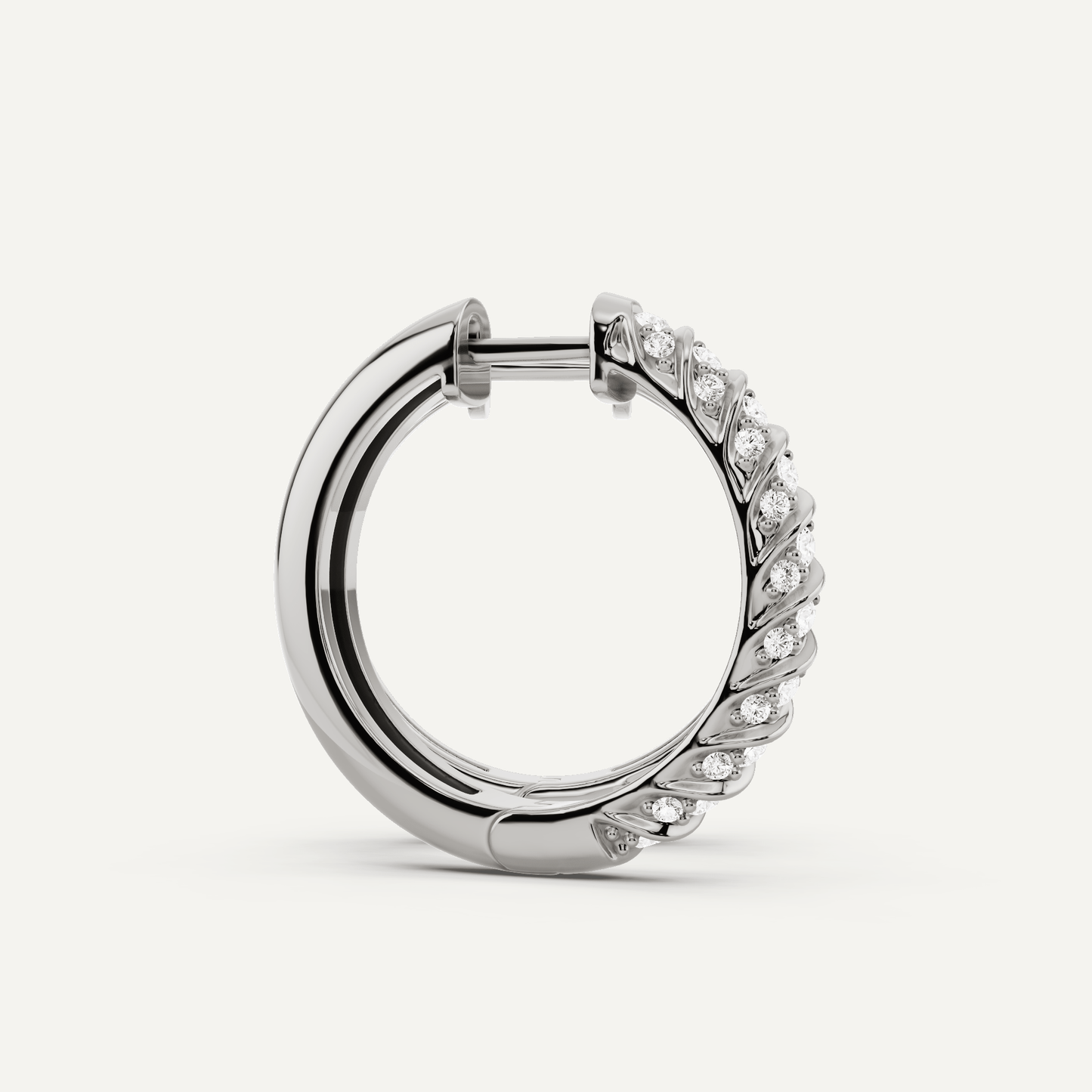 1 ctw Round Diamond Ribbon Hoop Earrings - Lotus Diamond