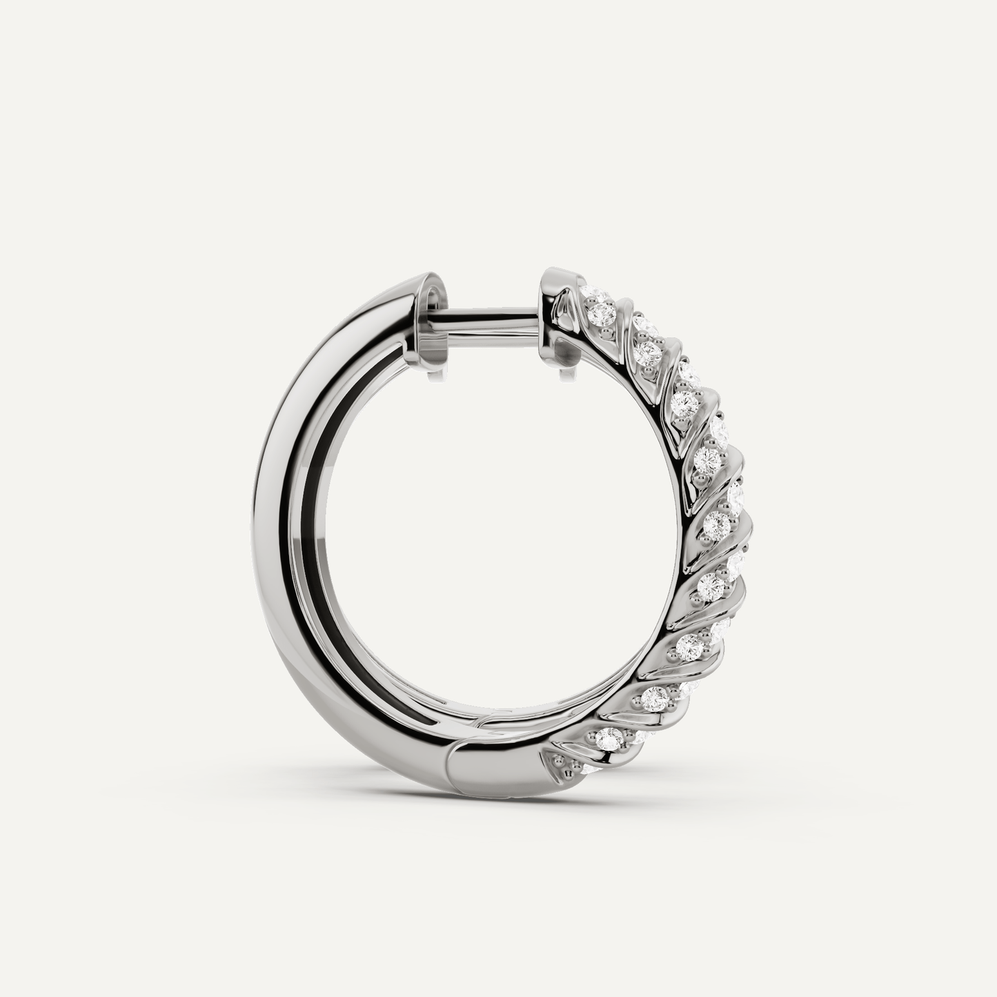 1 ctw Round Diamond Ribbon Hoop Earrings - Lotus Diamond