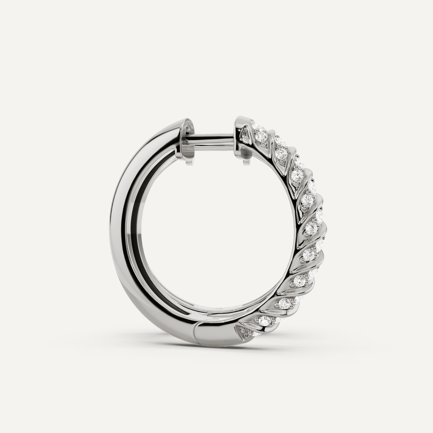 1 ctw Round Diamond Ribbon Hoop Earrings - Lotus Diamond