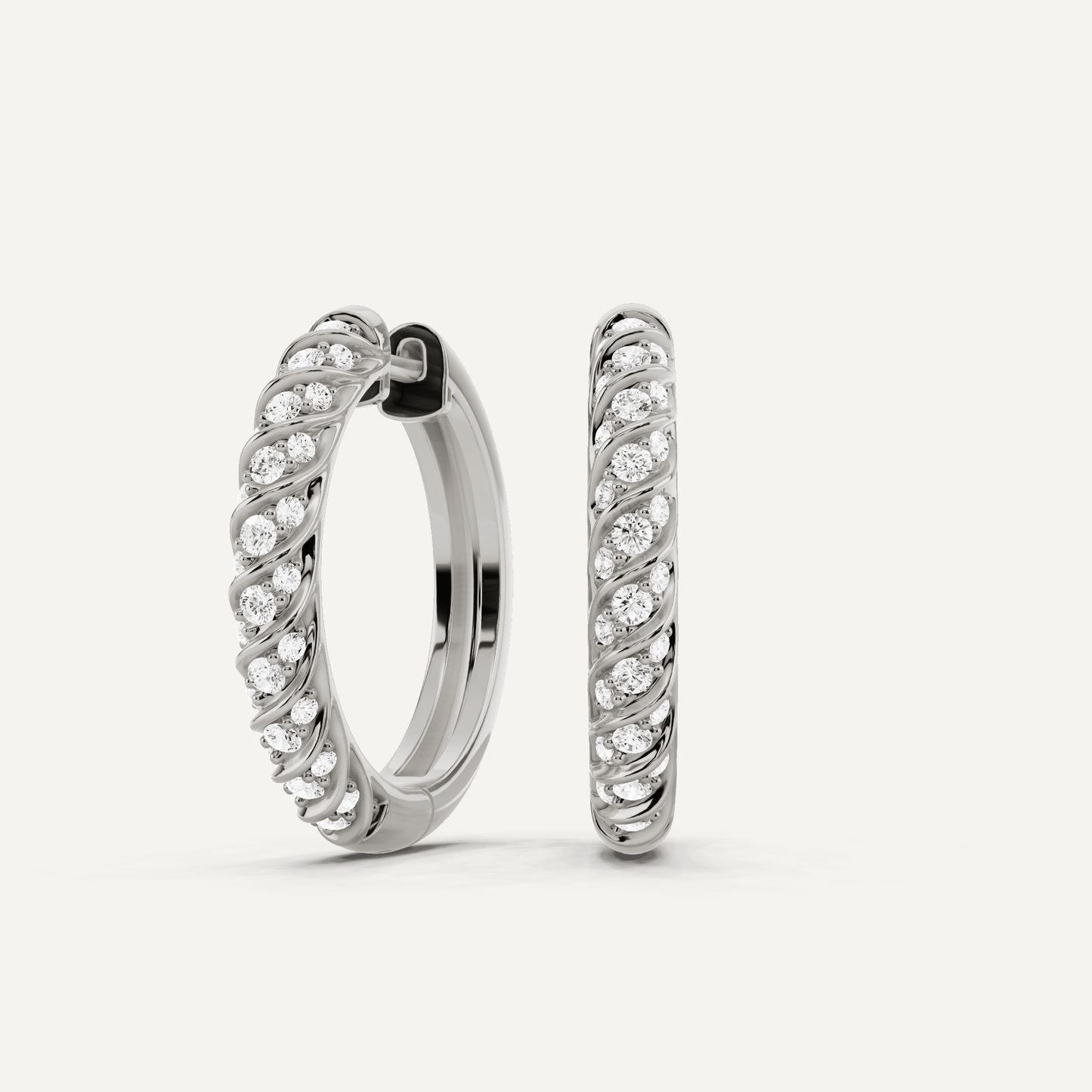 1 ctw Round Diamond Ribbon Hoop Earrings - Lotus Diamond
