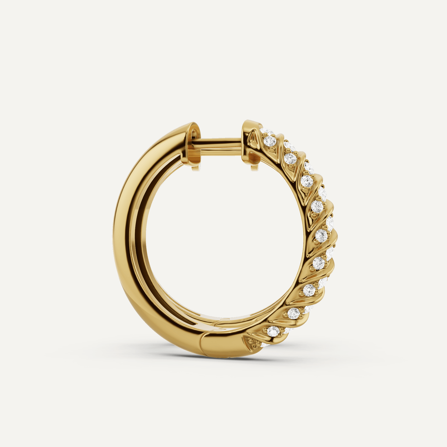 1 ctw Round Diamond Ribbon Hoop Earrings - Lotus Diamond