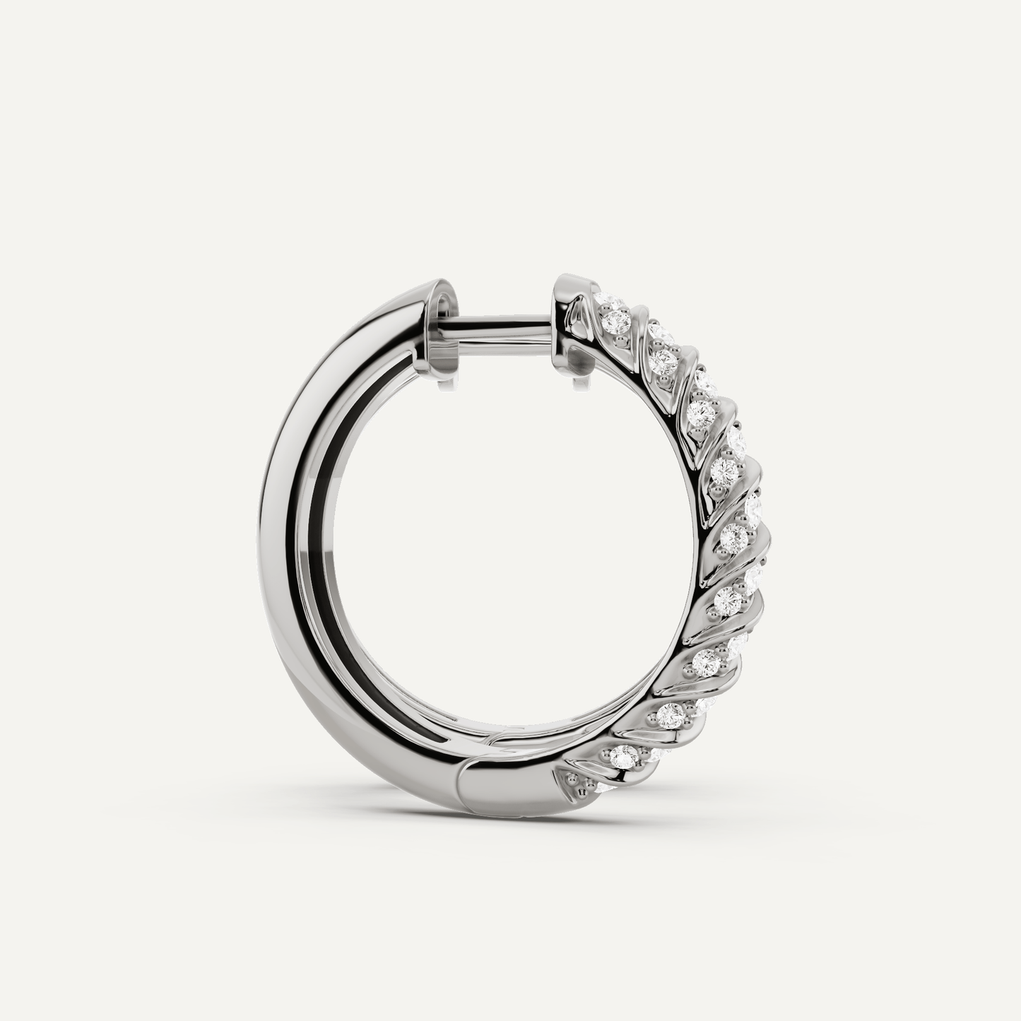 1 ctw Round Diamond Ribbon Hoop Earrings - Lotus Diamond