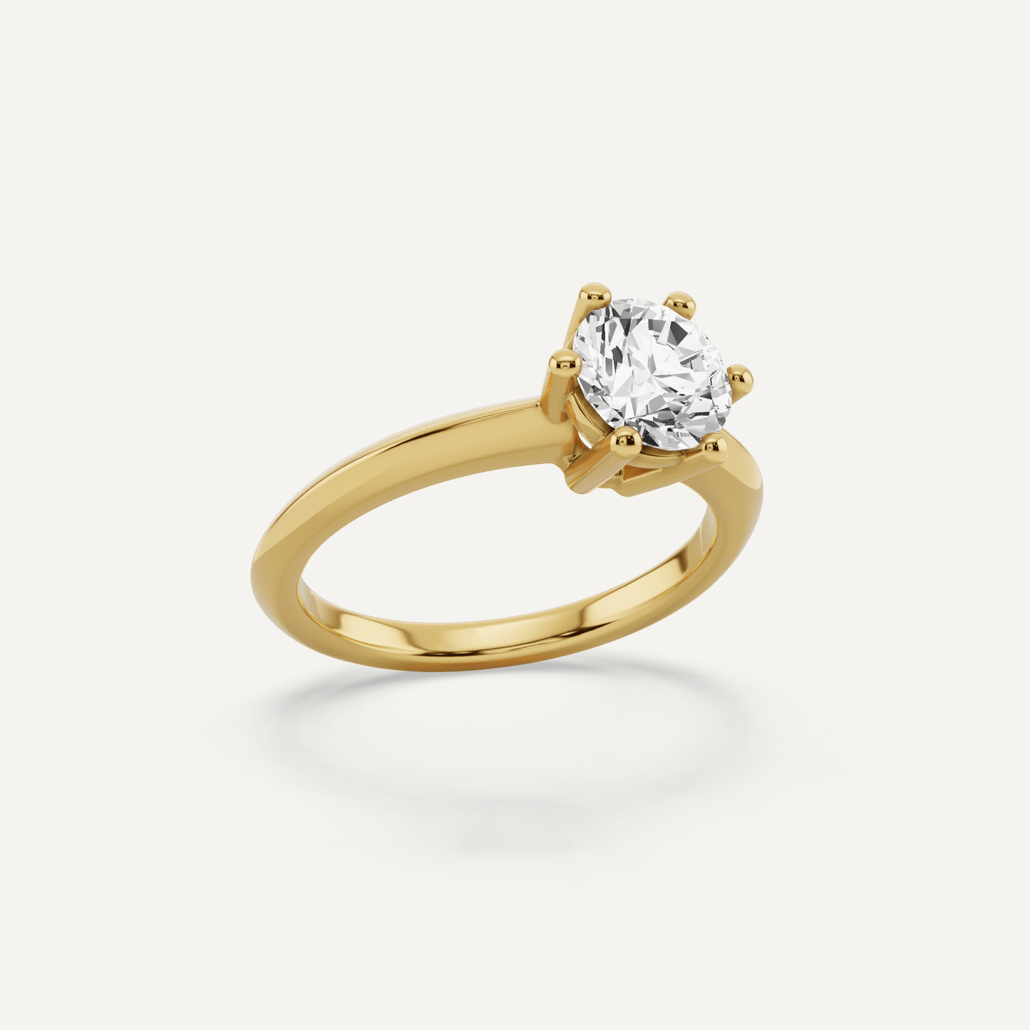 1 ctw Round Diamond Six - Prong Solitaire Engagement Ring - Lotus Diamond