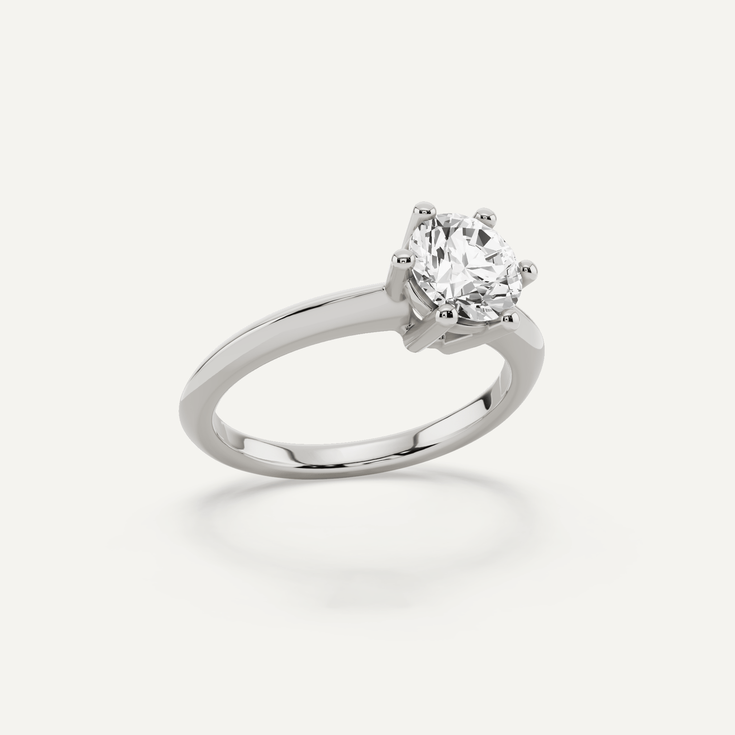 1 ctw Round Diamond Six - Prong Solitaire Engagement Ring - Lotus Diamond