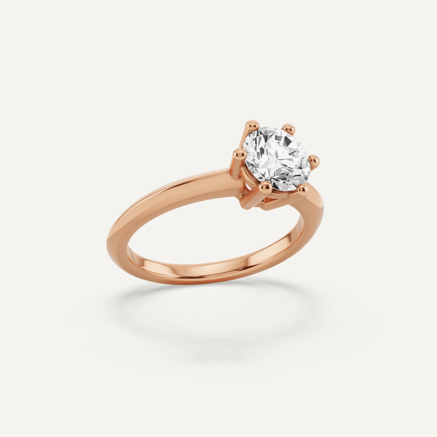 1 ctw Round Diamond Six - Prong Solitaire Engagement Ring - Lotus Diamond
