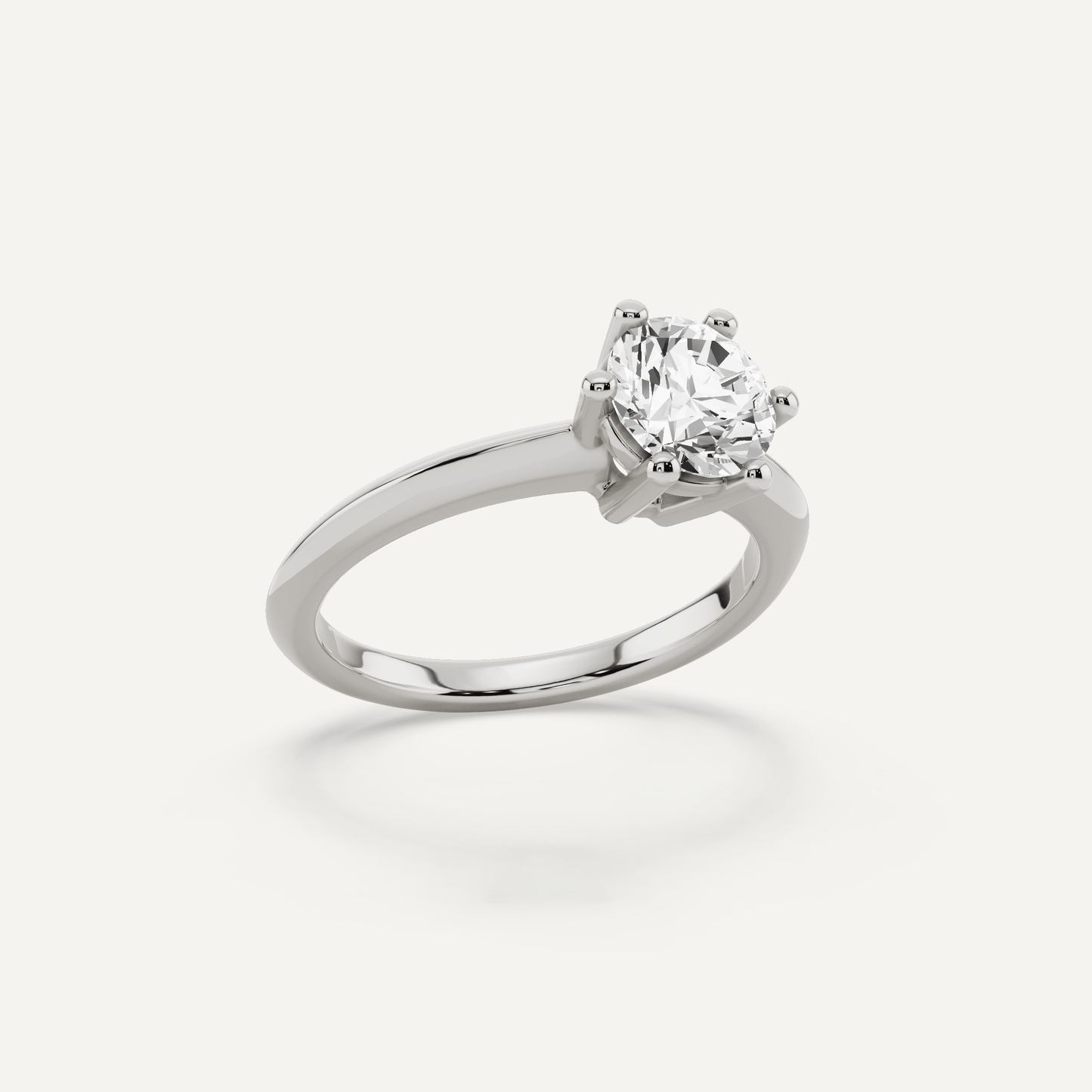 1 ctw Round Diamond Six - Prong Solitaire Engagement Ring - Lotus Diamond