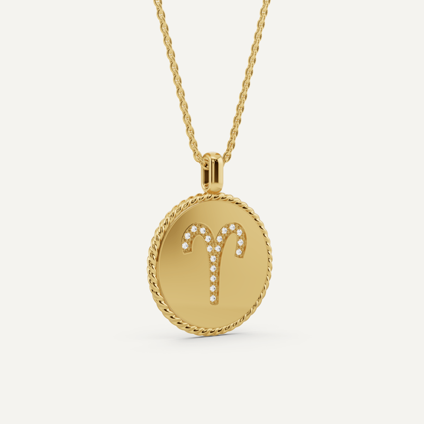 1/10 ctw Round Diamond Aries Zodiac Sign Pendant - Lotus Diamond
