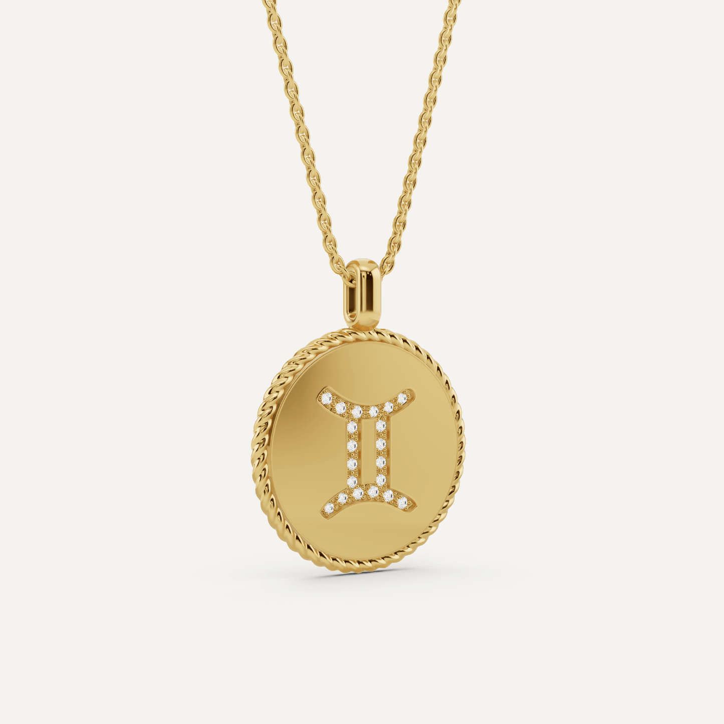 1/10 ctw Round Diamond Gemini Zodiac Sign Pendant - Lotus Diamond