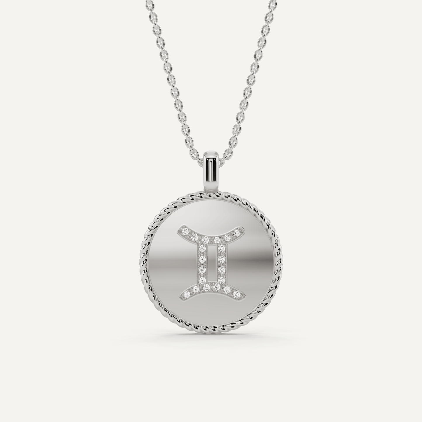 1/10 ctw Round Diamond Gemini Zodiac Sign Pendant - Lotus Diamond