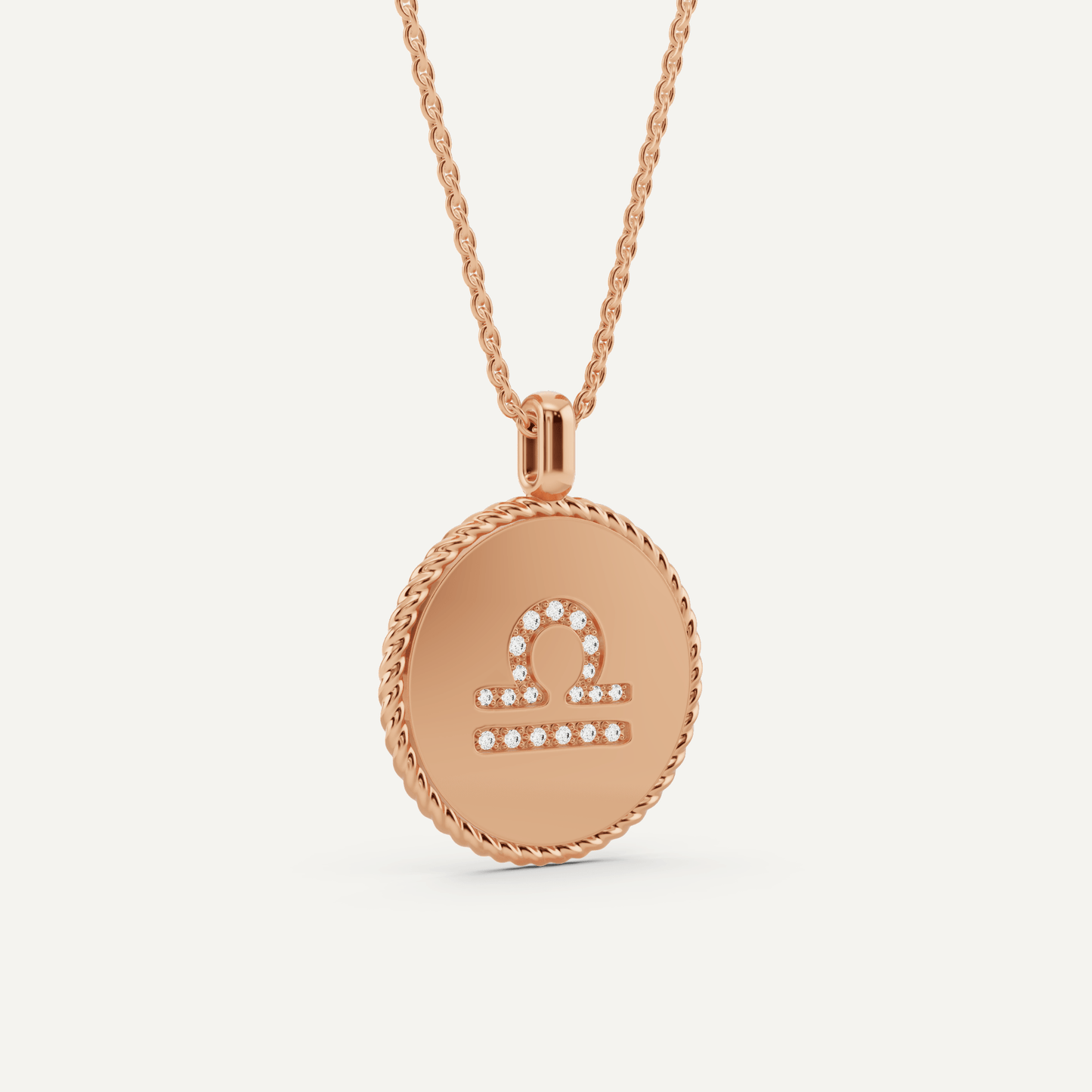 1/10 ctw Round Diamond Libra Zodiac Sign Pendant - Lotus Diamond