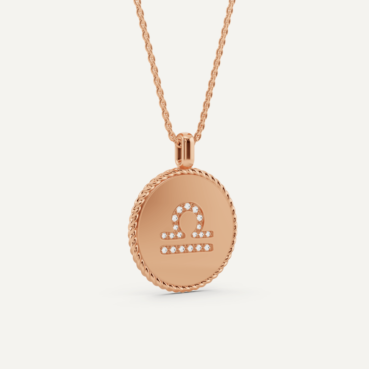1/10 ctw Round Diamond Libra Zodiac Sign Pendant - Lotus Diamond