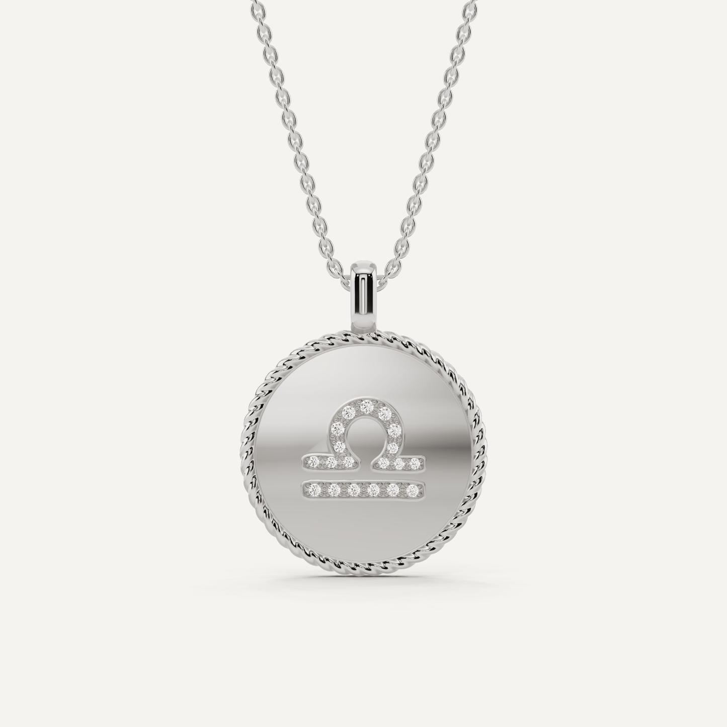 1/10 ctw Round Diamond Libra Zodiac Sign Pendant - Lotus Diamond