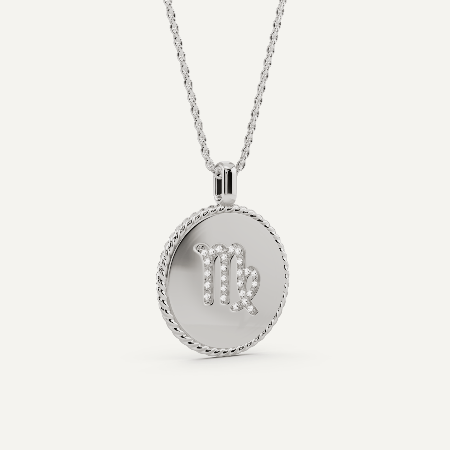 1/10 ctw Round Diamond Virgo Zodiac Sign Pendant - Lotus Diamond