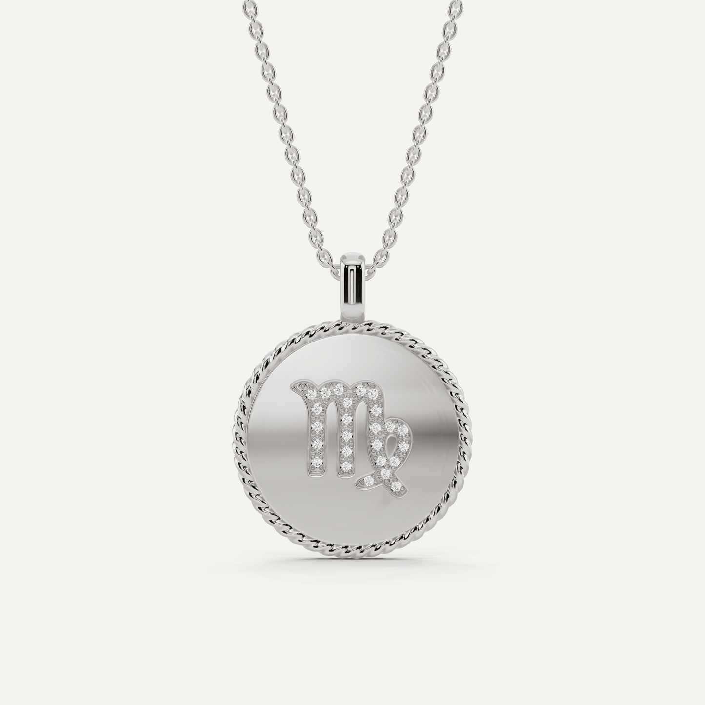 1/10 ctw Round Diamond Virgo Zodiac Sign Pendant - Lotus Diamond