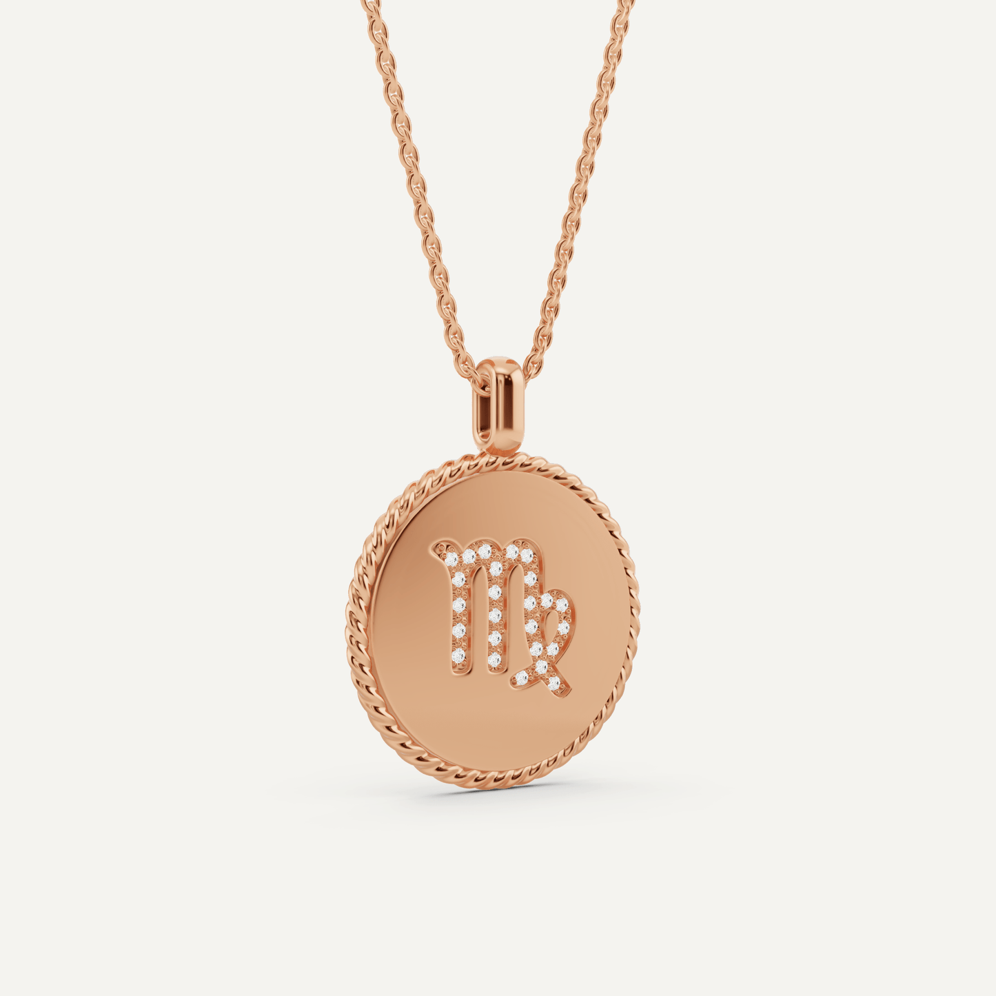 1/10 ctw Round Diamond Virgo Zodiac Sign Pendant - Lotus Diamond