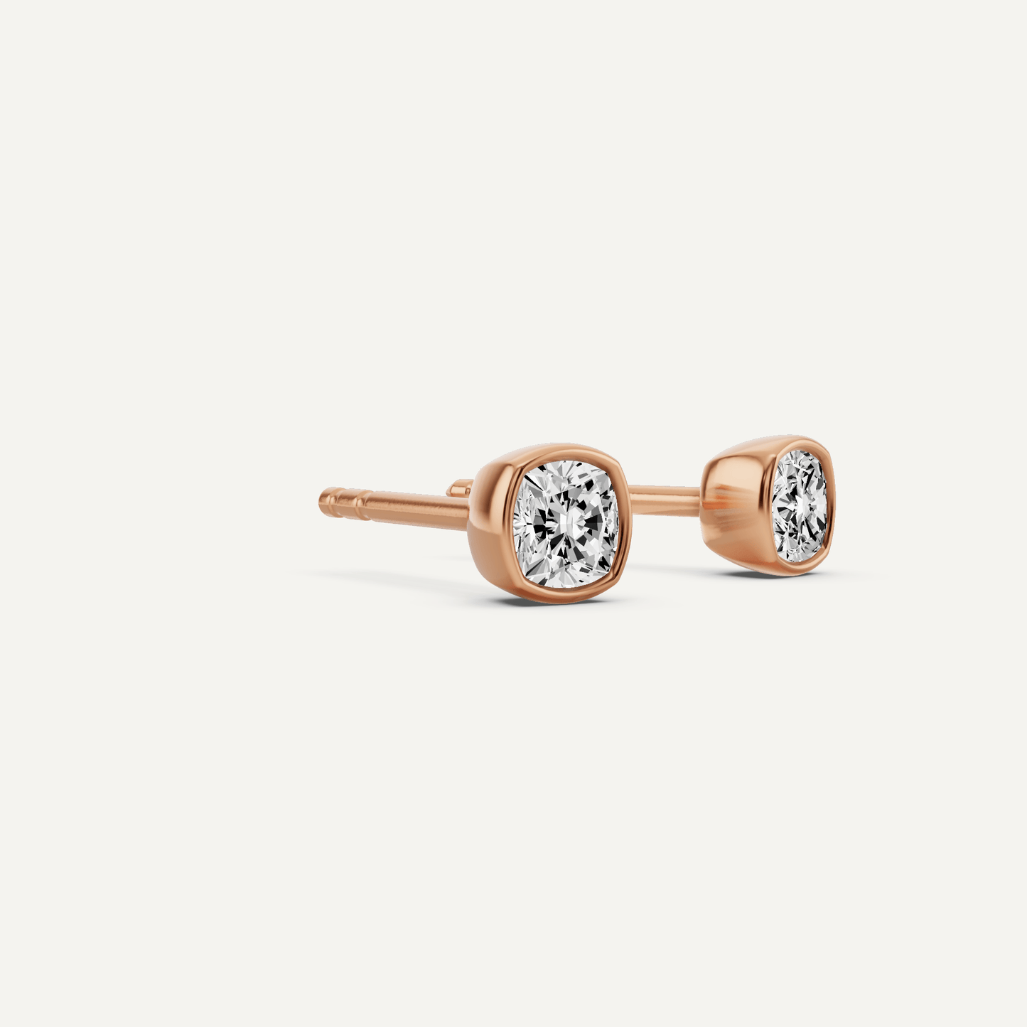 1/2 ctw Cushion Diamond Bezel Set Solitaire Stud Earrings - Lotus Diamond