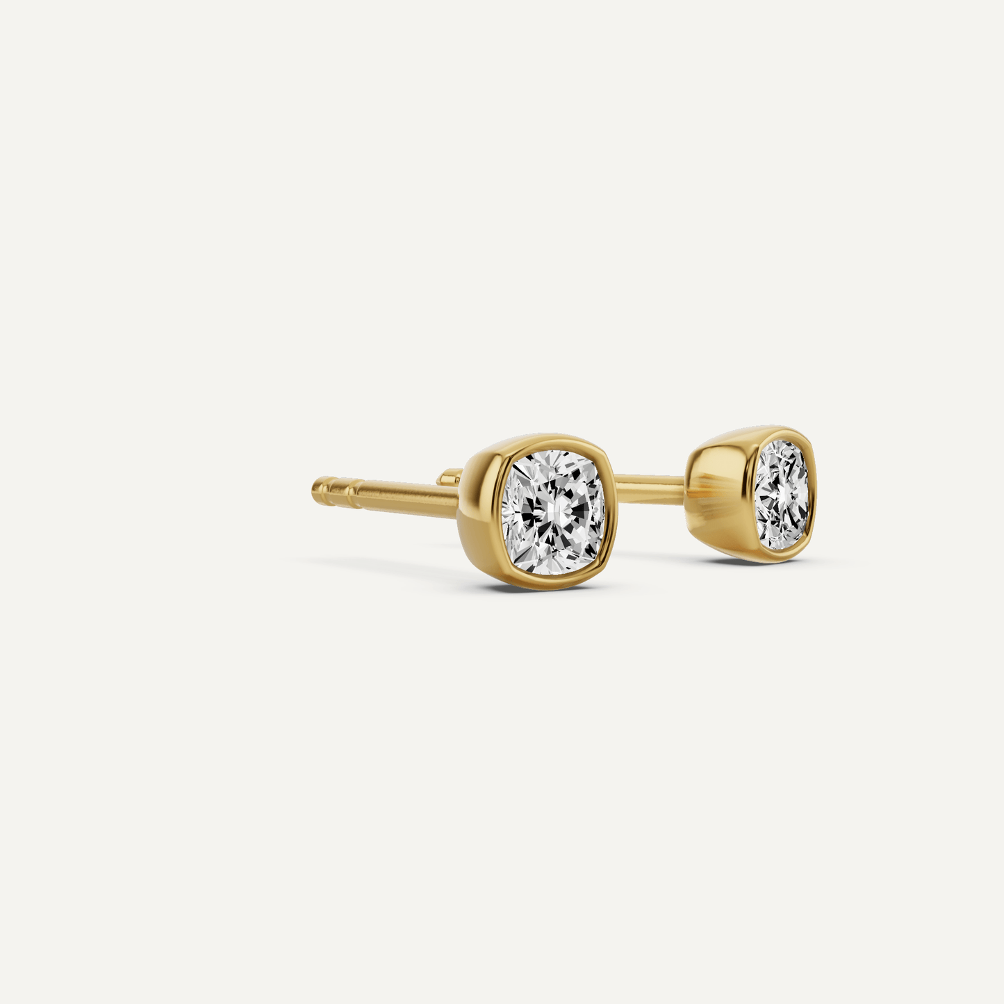 1/2 ctw Cushion Diamond Bezel Set Solitaire Stud Earrings - Lotus Diamond